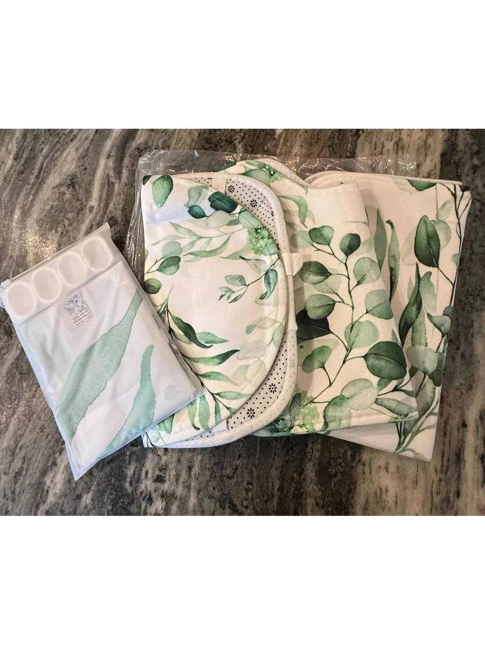 Green Plant Shower Curtain Set with Non-Slip Rugs, seat cover and floor cover